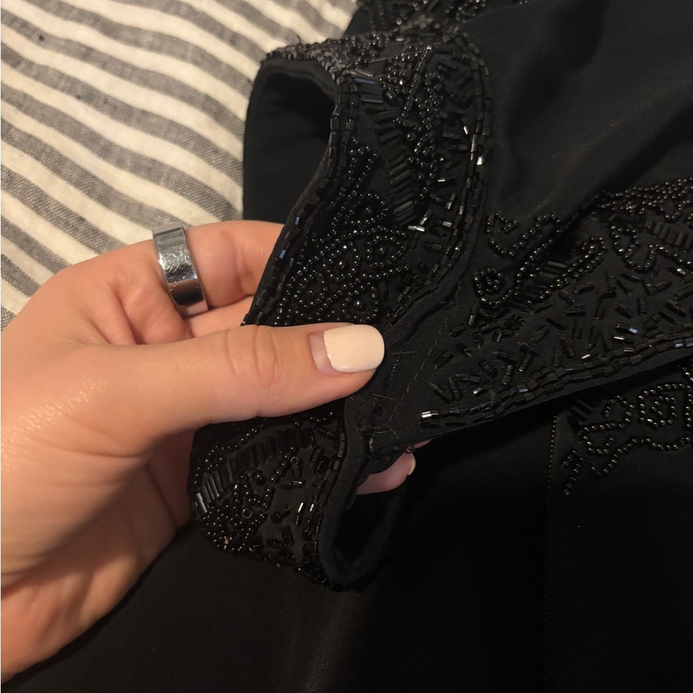 Vintage beaded backless halter mini dress, LBD little black dress - Picture 16 of 16